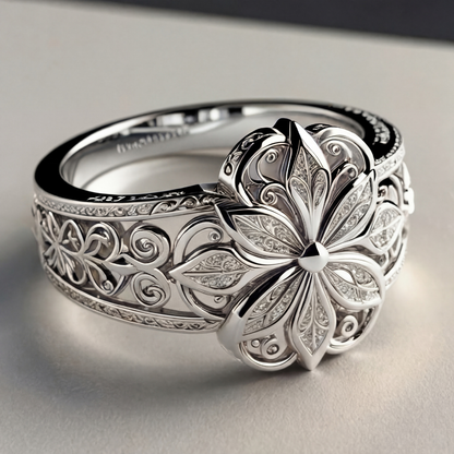 Anillo floral con circonita exótica en oro, de la marca Rose & Oliver, con detalles delicados y acabado brillante.